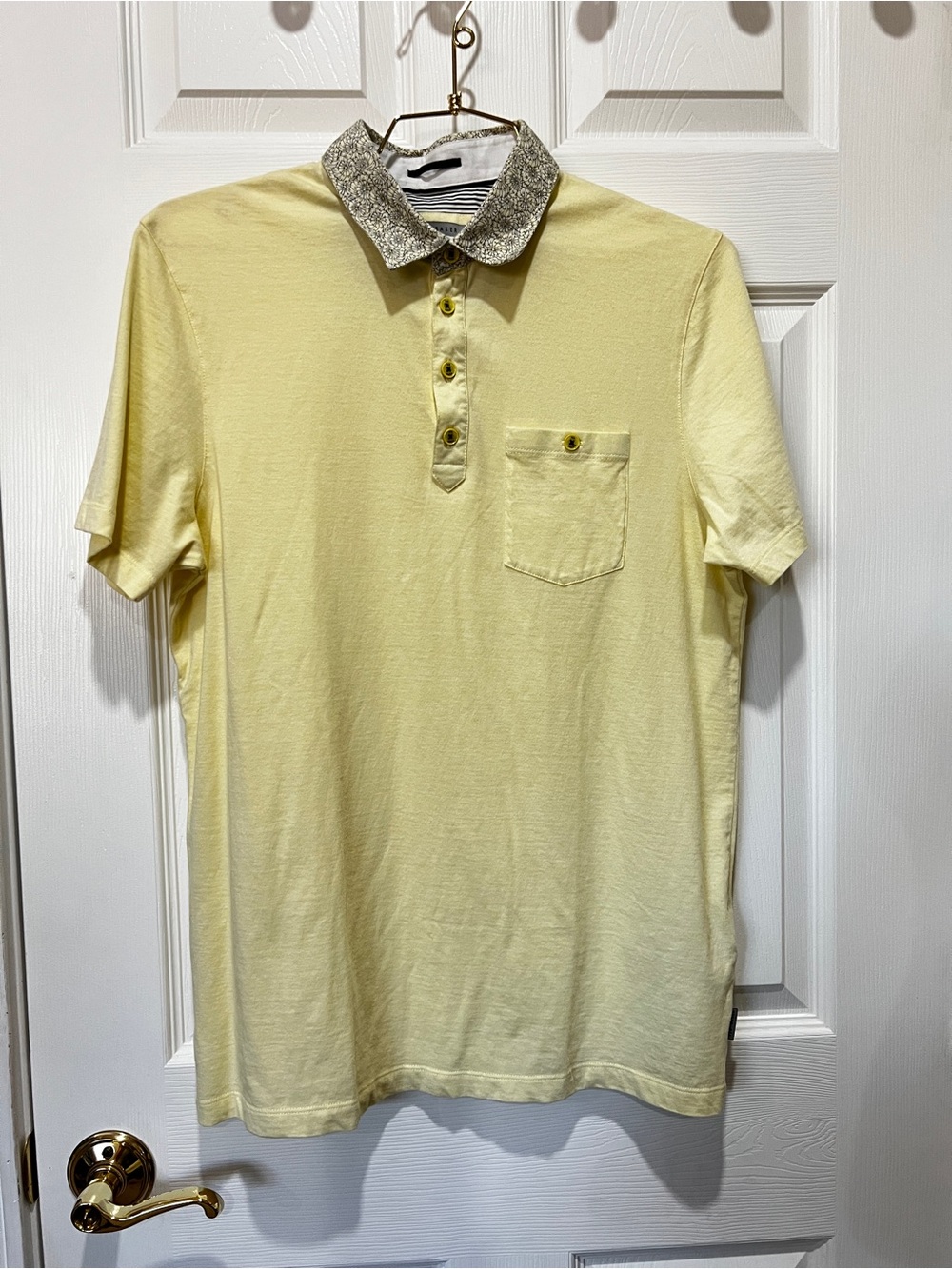 Ted Baker London Polo Size 3 (US-M) Modal Blend Yellow Floral Collar Soft Comfy